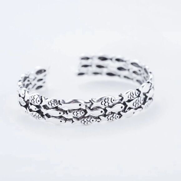 NWOT Sterling Silver .925 Unisex Fisherman Cuff Bracelet - Picture 1 of 6